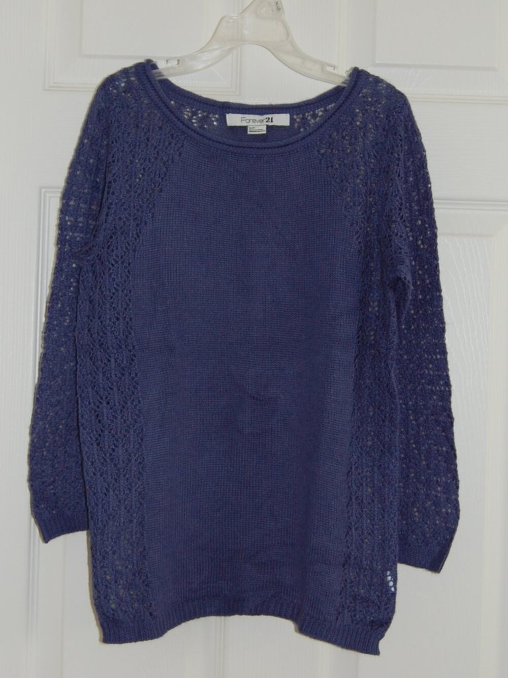 Forever21 Women Size SP Raglan Lace Knit Sweater, 3/4-Sleeve